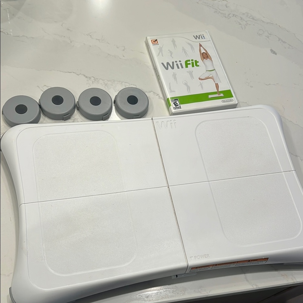 Nintendo White Wii Balance Board with Wii Fit Game and Four Gray Sensors